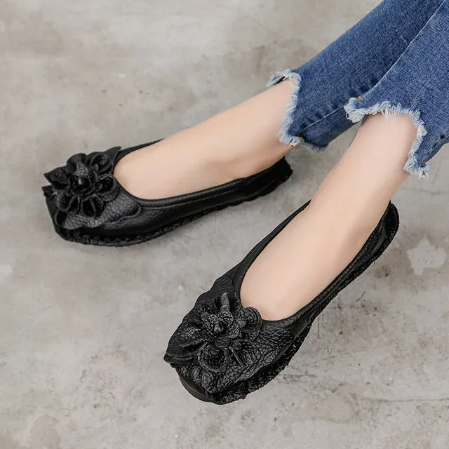 2019 Soft Genuine Leather Flat Shoes Women Trendy Flat Shoes