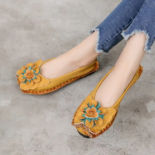 Gel Insoles For Flat Shoes 2019 Soft Genuine Leather Flat Shoes Women