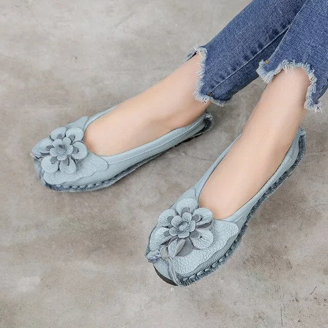 2019 Soft Genuine Leather Flat Shoes Women Good Standing Shoes For Flat Feet