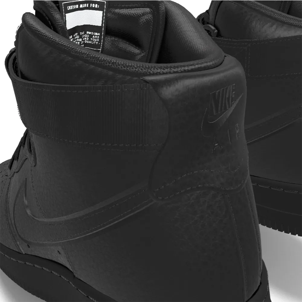 $250 NIB NEW Mens Nike Air Force 1 Triple Black Leather Custom High Top Shoes Asics Split Second 9 Le Wrestling Shoes