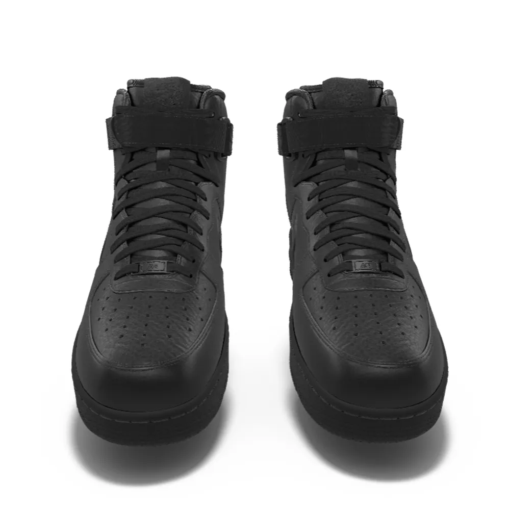 $250 NIB NEW Mens Nike Air Force 1 Triple Black Leather Custom High Top Shoes Asics Gel Blast Squash Shoes