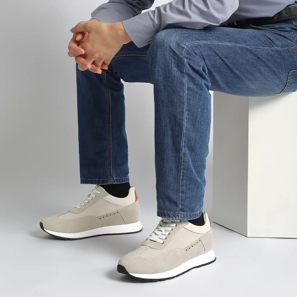 Best Sports Shoes For Casual Wear 7 CM/2.76 Inches CMR CHAMARIPA Off-White Suede Men's Height Increasing Shoes