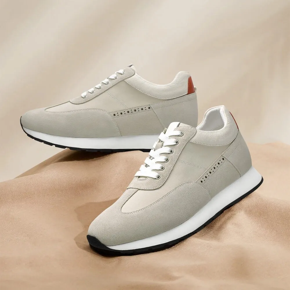 7 CM/2.76 Inches CMR CHAMARIPA Off-White Suede Men's Height Increasing Shoes Casual Shoes For Summer