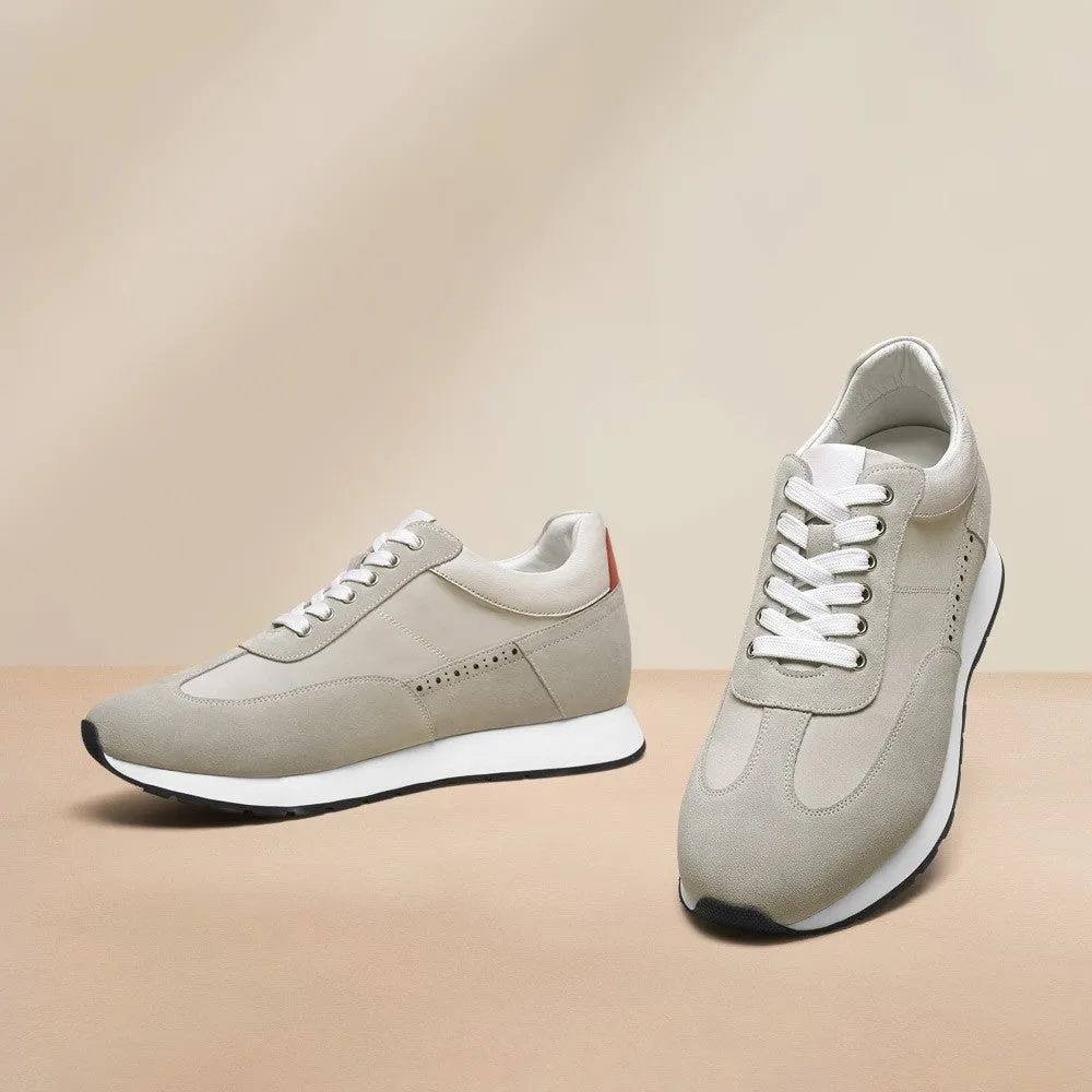 Smart Casual Comfortable Shoes 7 CM/2.76 Inches CMR CHAMARIPA Off-White Suede Men's Height Increasing Shoes
