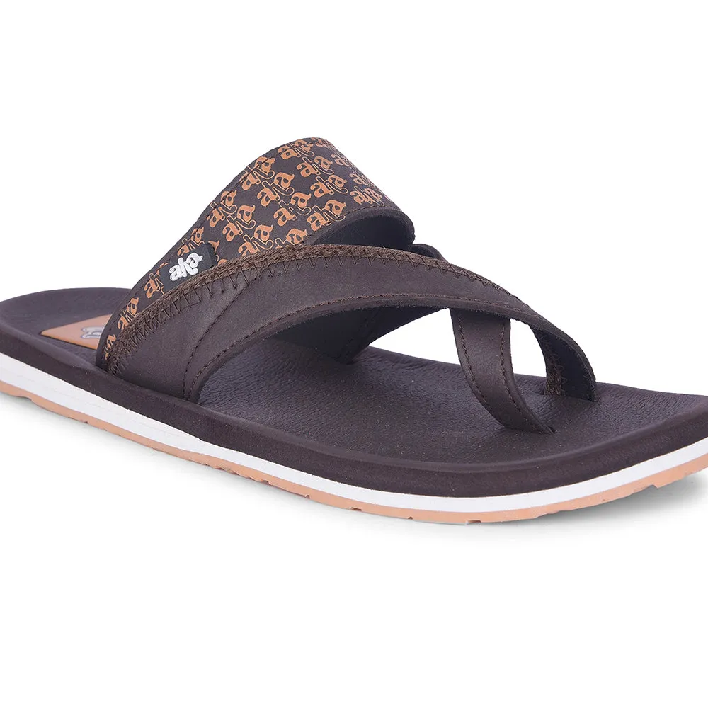 A-HA Casual Dark Brown Flip Flop For Men ANCO-02 By Liberty Sandals With Buckle