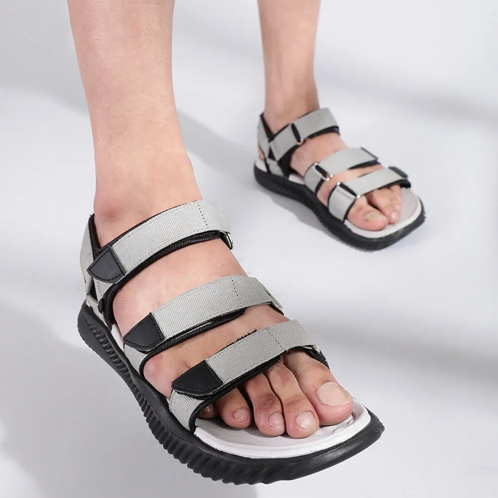 A-HA Casual Grey Sandals For Men STAMINA-4E By Liberty Lace Up Wedge Heel Sandals