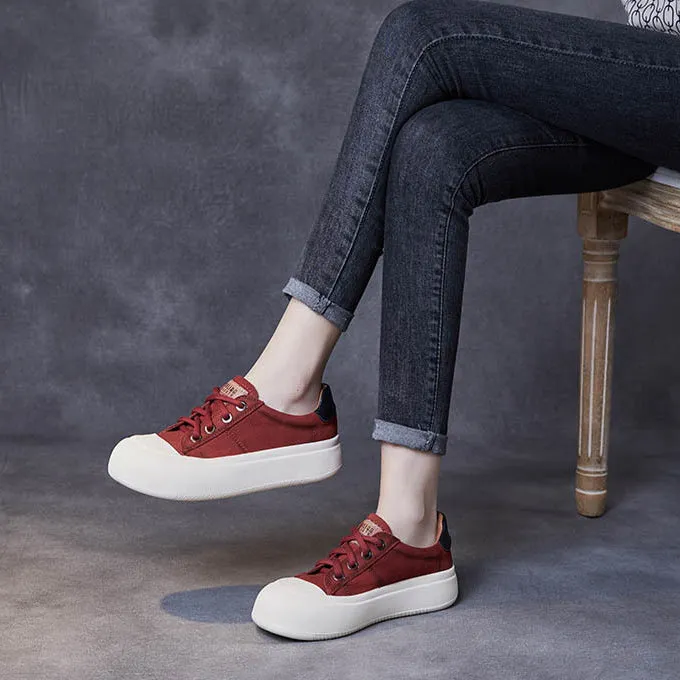 Crocodilely Casual Shoe Women Platform Lace-Up Casual Shoes