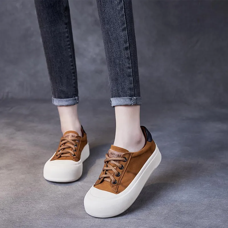 Casual Shoes With Arch Support Women Platform Lace-Up Casual Shoes