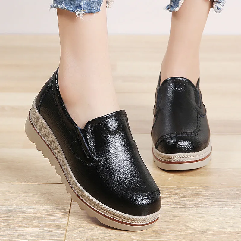Casual Shoes Cow Leather Comfortable Casual Leather Shoes for Women