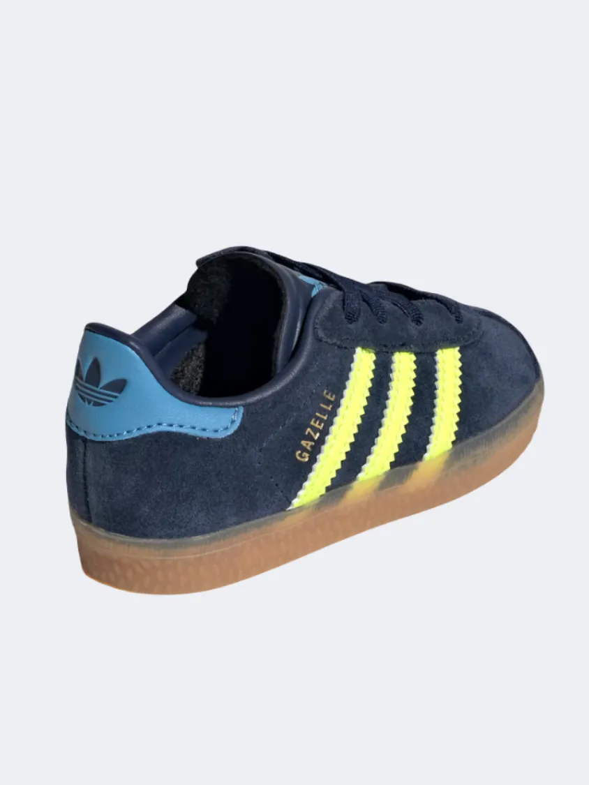 Adidas Gazelle Cf Infant Boys Original Shoes Night Indigo/Yellow Workout Adidas Shoes