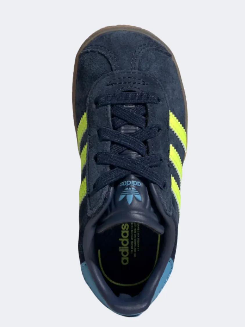 Adidas Gazelle Cf Infant Boys Original Shoes Night Indigo/Yellow Adidas Shoes In Fashion