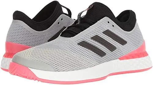 Turf Adidas Soccer Shoes adidas Men's Adizero Ubersonic 3 Tennis Shoe, Matte Silver/Black/Flash red, 11 M US