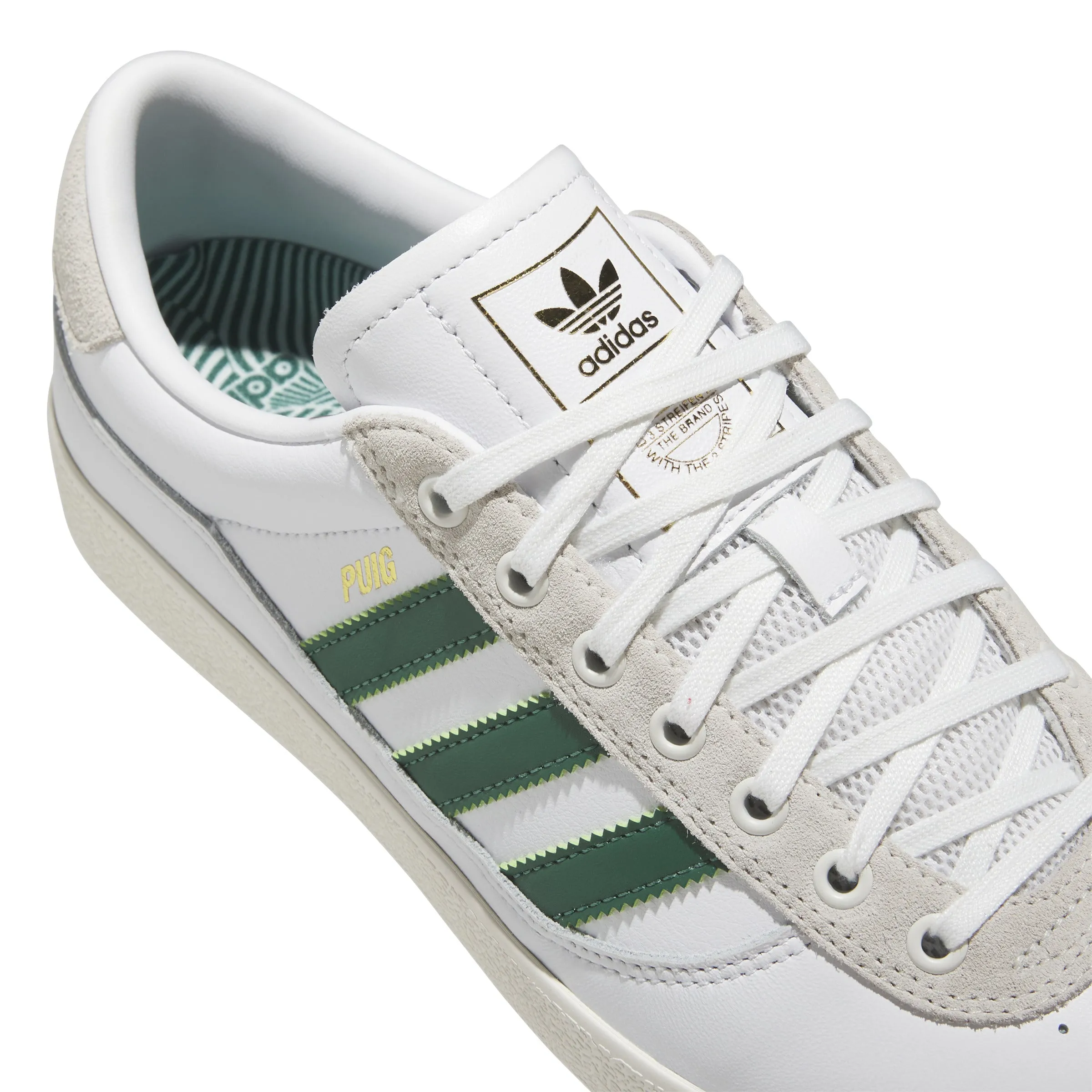 Adidas - Puig Indoor in Cloud White/Dark Green/Core White Adidas Golf Shoes Gazelle
