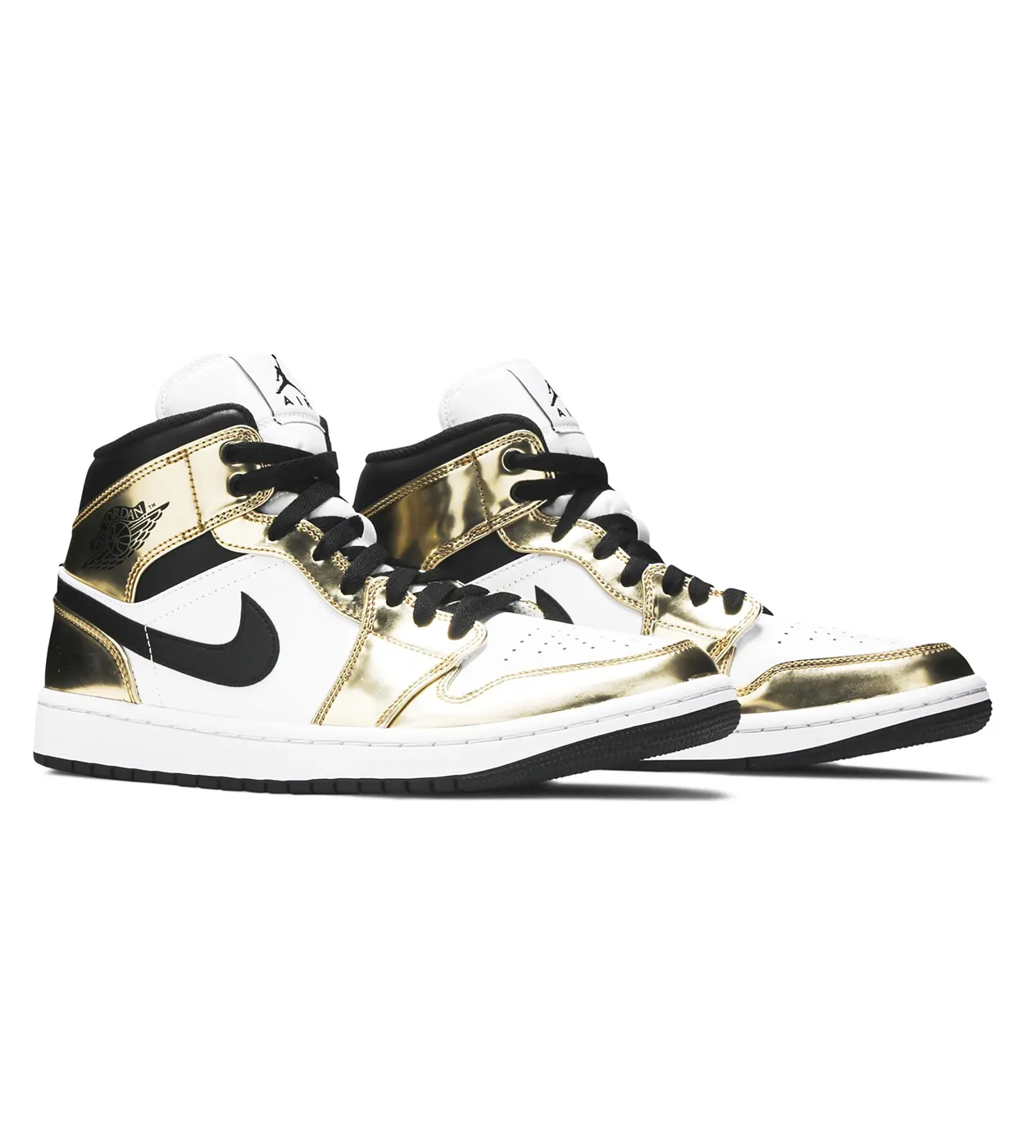 Jordan 1 Mid 'Metallic Gold Black/White' Asics Indoor Shoes Gel Upcourt