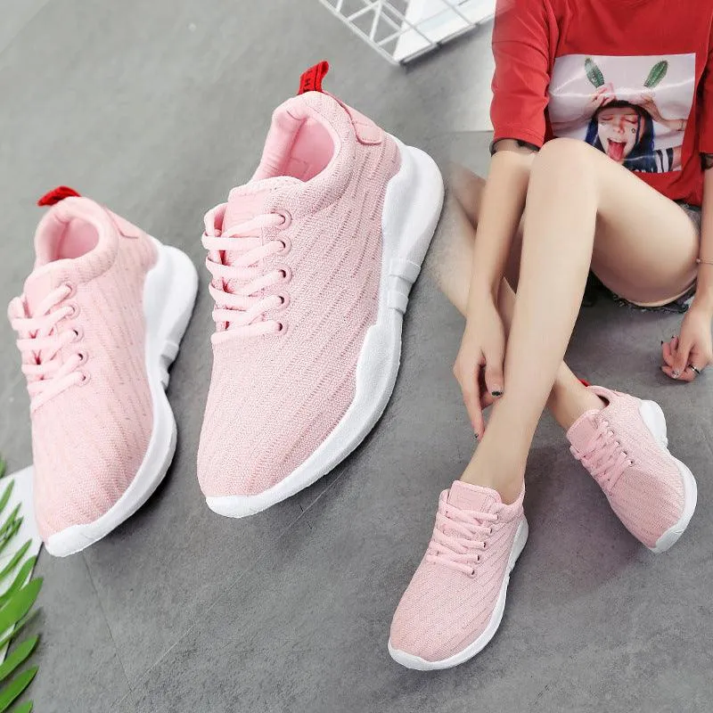 Winter Waterproof Running Shoes Korean Style Breathable Knitted Sneakers For Women