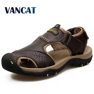 Jamaica Wedding Vancat 2019 Summer Genuine Leather Outdoor Men's Shoes Men Sandals For Male Casual Shoes Water Walking Beach Sandalias Sandal