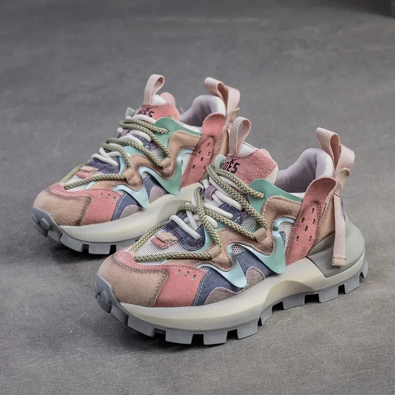 Flat Dress Shoe Laces Air Mesh Genuine Leather Chunky Sneaker