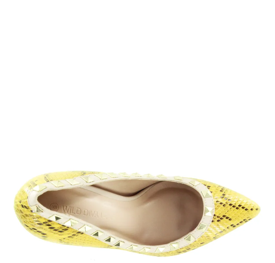 AKIRA-281 SNAKE STYLE STUDDED DESIGNER SEXY STILETTOS HEELS Comfortable Casual Walking Shoes