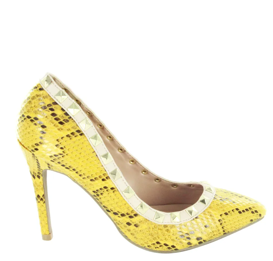 Casual Wide Shoe AKIRA-281 SNAKE STYLE STUDDED DESIGNER SEXY STILETTOS HEELS