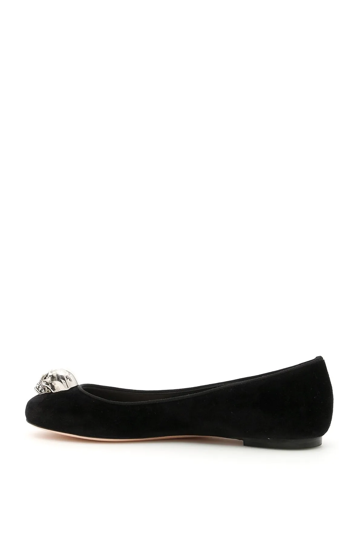 Shoes For Flat Wide Feet Alexander McQueen Velvet Skull Detail Ballet Flats