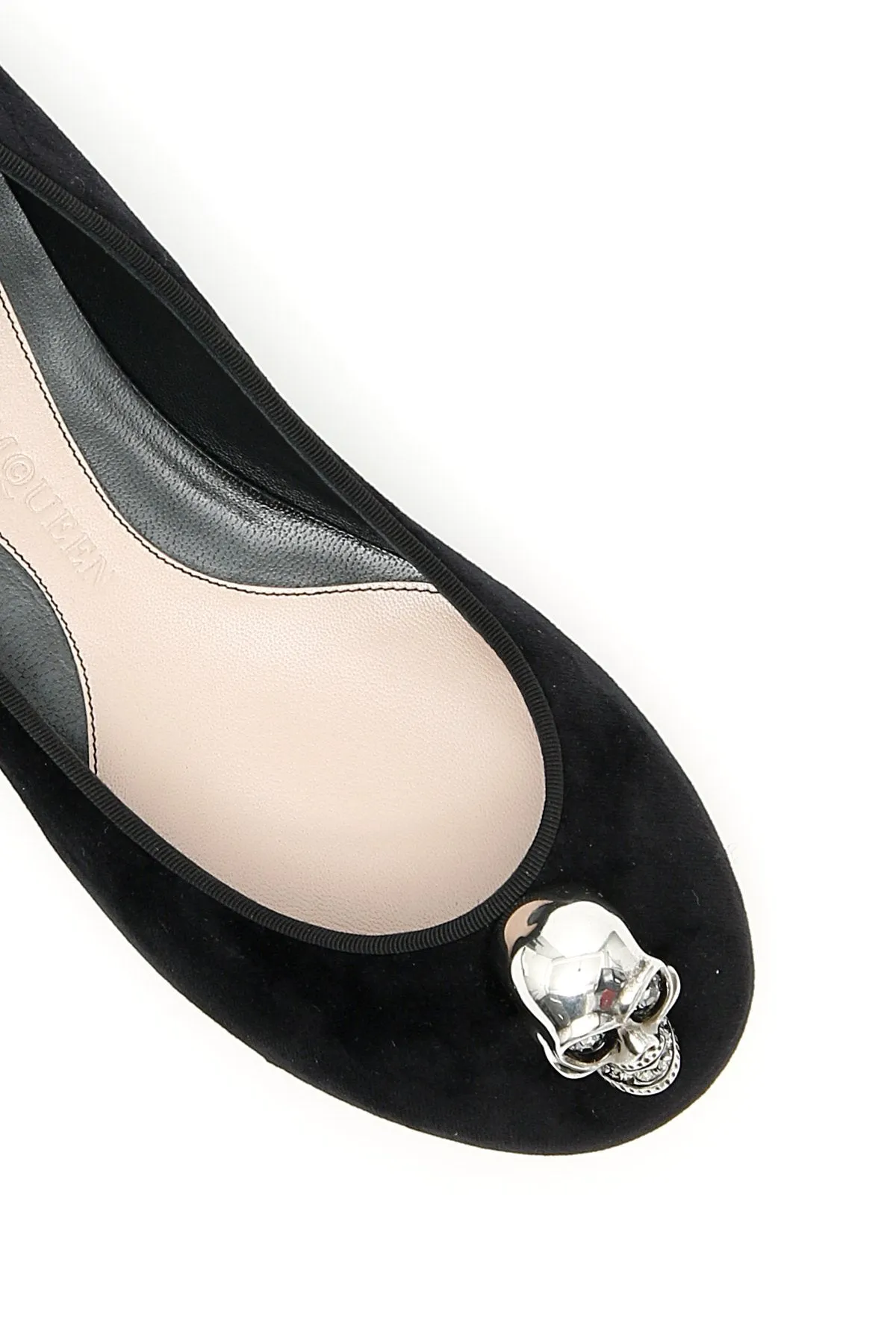 Ballet Slippers Flats Shoes Alexander McQueen Velvet Skull Detail Ballet Flats