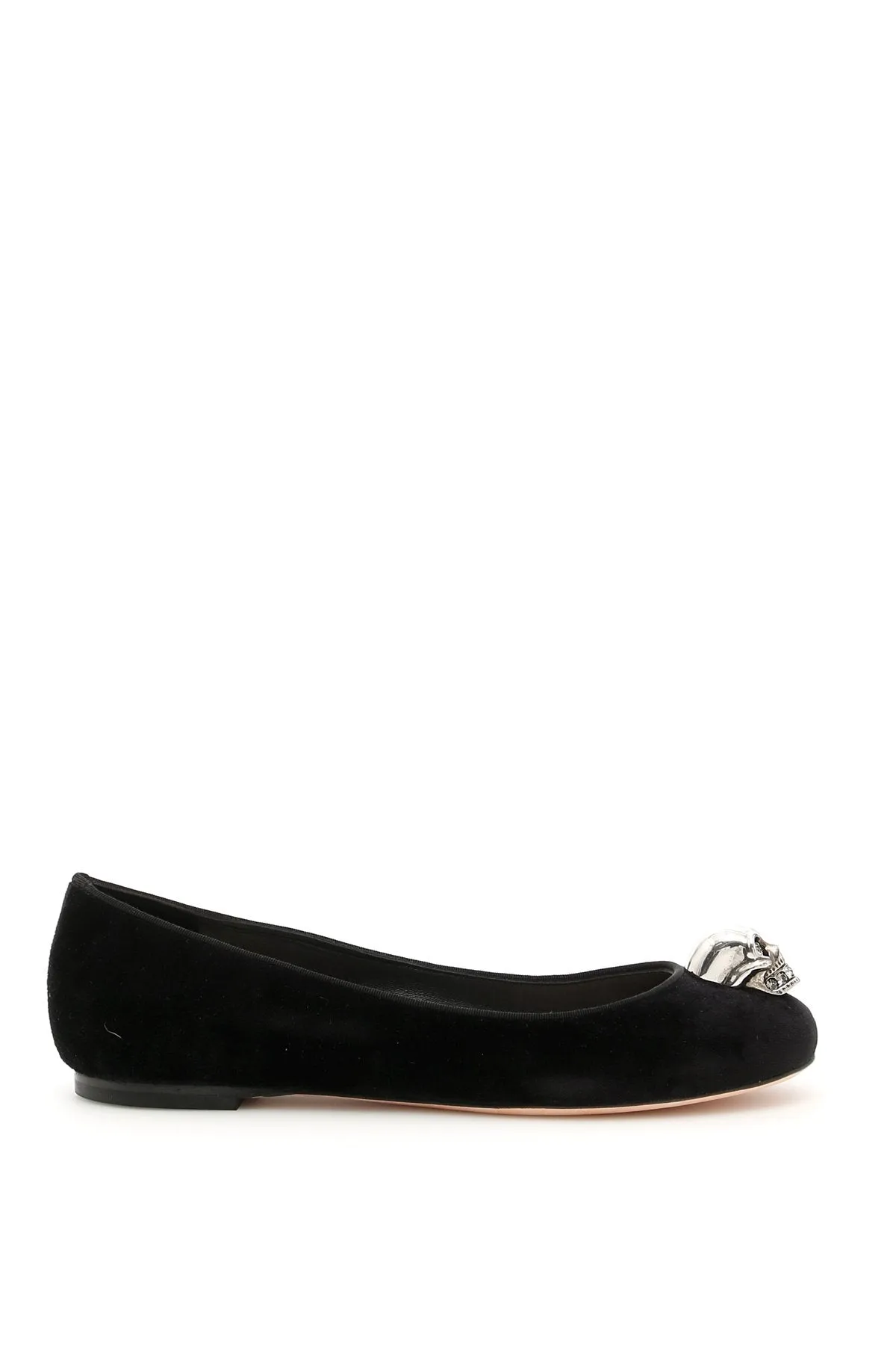 Alexander McQueen Velvet Skull Detail Ballet Flats Best Arch Support Running Shoes For Flat Feet