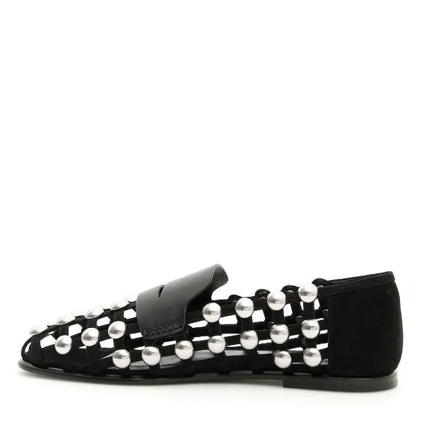 Fox Boa Flat Shoes Alexander Wang Studded Slip On Loafers