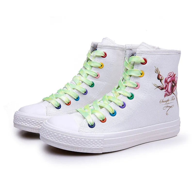 Leather Shoes For Casual Wear Owlkay Fashionable  Breathable High Top Canvas Shoes