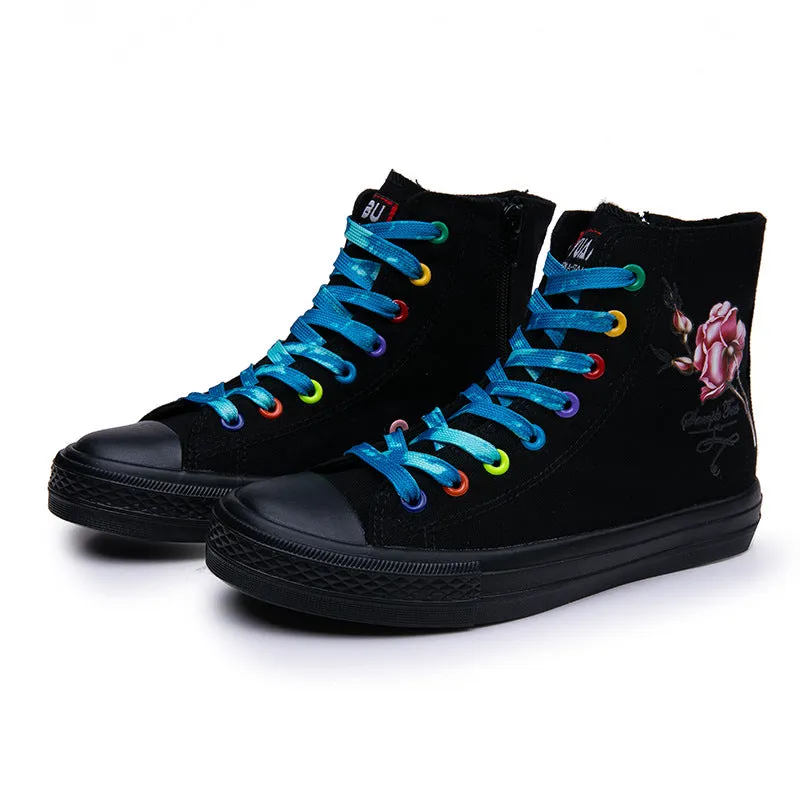 Casual Shoes For Walking Owlkay Fashionable  Breathable High Top Canvas Shoes