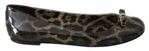 Flats Wading Shoes Dolce & Gabbana Brown Leopard Ballerina Flats Leather Shoes