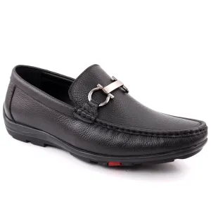 Cushioned Shoes For Flat Feet Men "LORAND" Glossy Surface Metal Buckle Moccasin Shoes