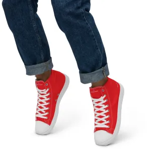 Red Solid Color Men's Sneakers, Modern Minimalist Designer Men's High Top Tennis Shoes  (US Size: 5-13) Thigh Length Boots