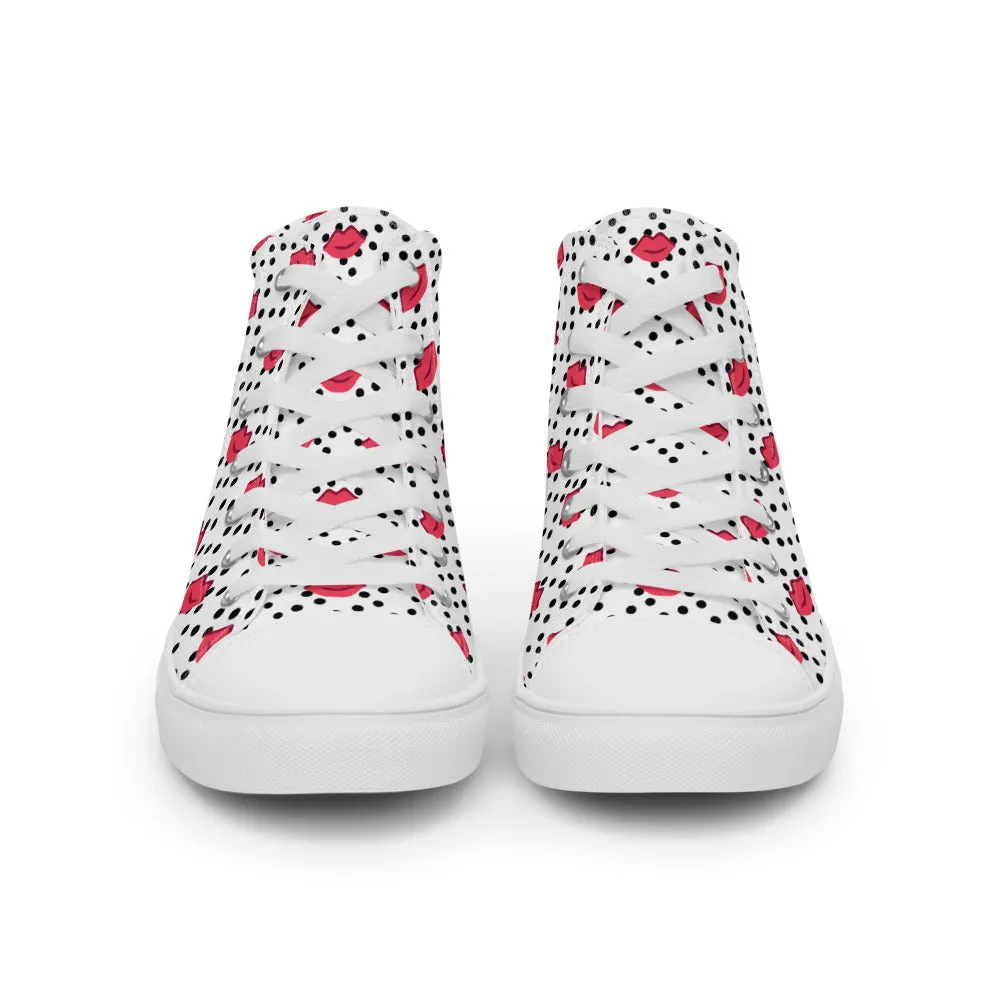 Ski Boots Kiss Print Men's High Tops, Valentine's Day Designer Men's High Top Canvas Sneaker Shoes (US Size: 5-13)