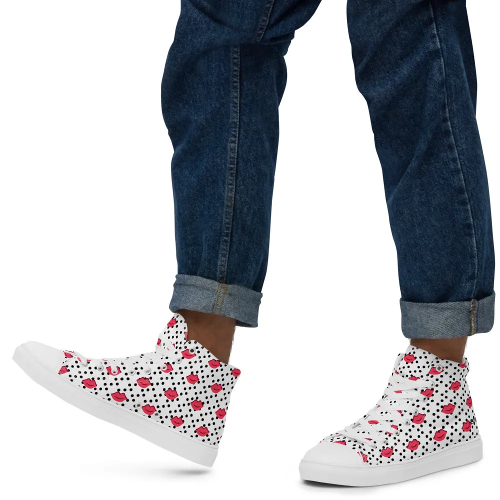 Boots 2024 Kiss Print Men's High Tops, Valentine's Day Designer Men's High Top Canvas Sneaker Shoes (US Size: 5-13)