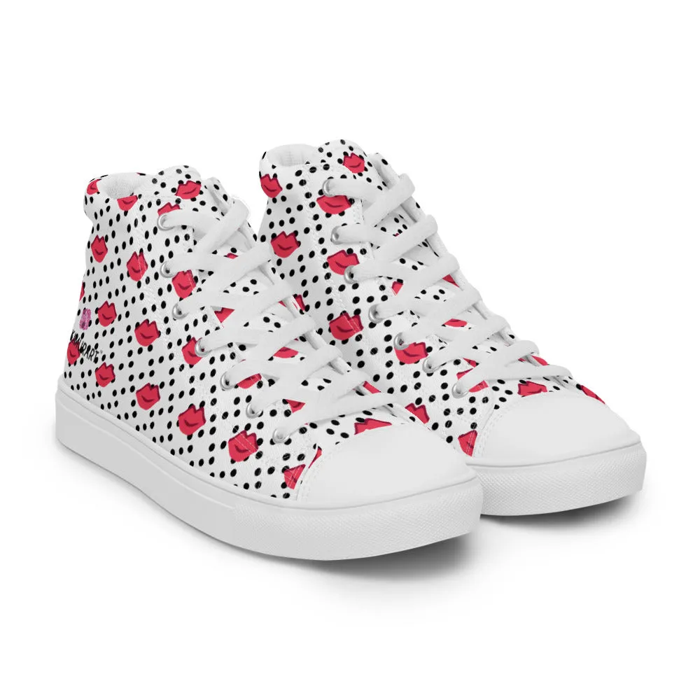 High Heel Cowgirl Boots Kiss Print Men's High Tops, Valentine's Day Designer Men's High Top Canvas Sneaker Shoes (US Size: 5-13)