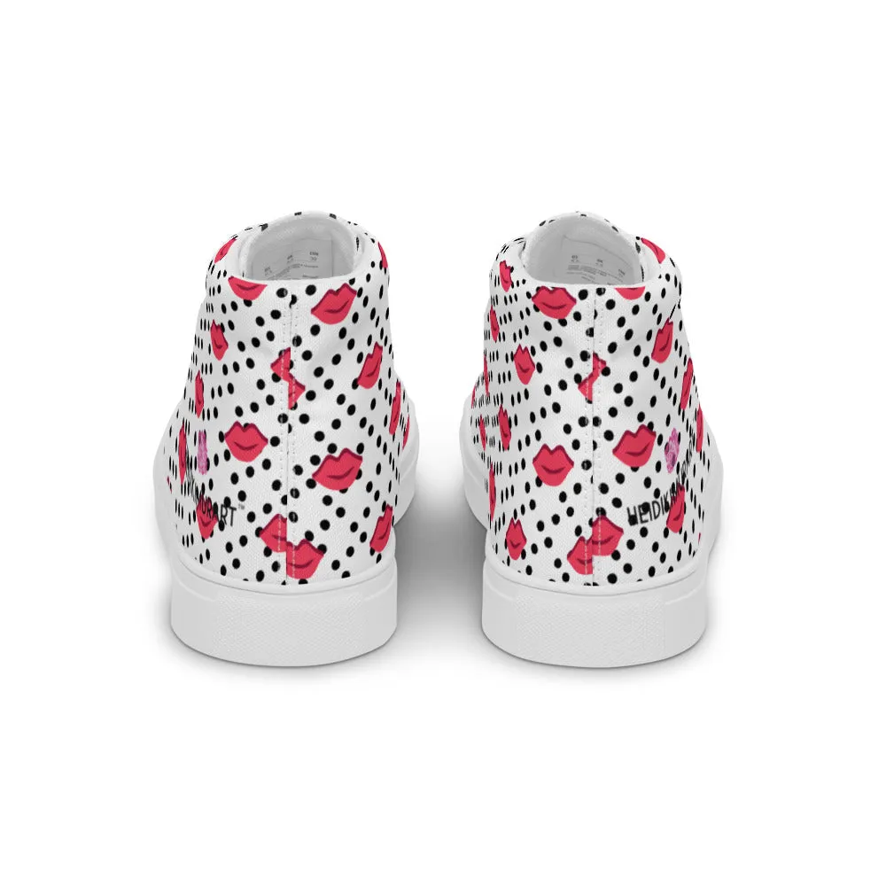 Kiss Print Men's High Tops, Valentine's Day Designer Men's High Top Canvas Sneaker Shoes (US Size: 5-13) Ridding Boots