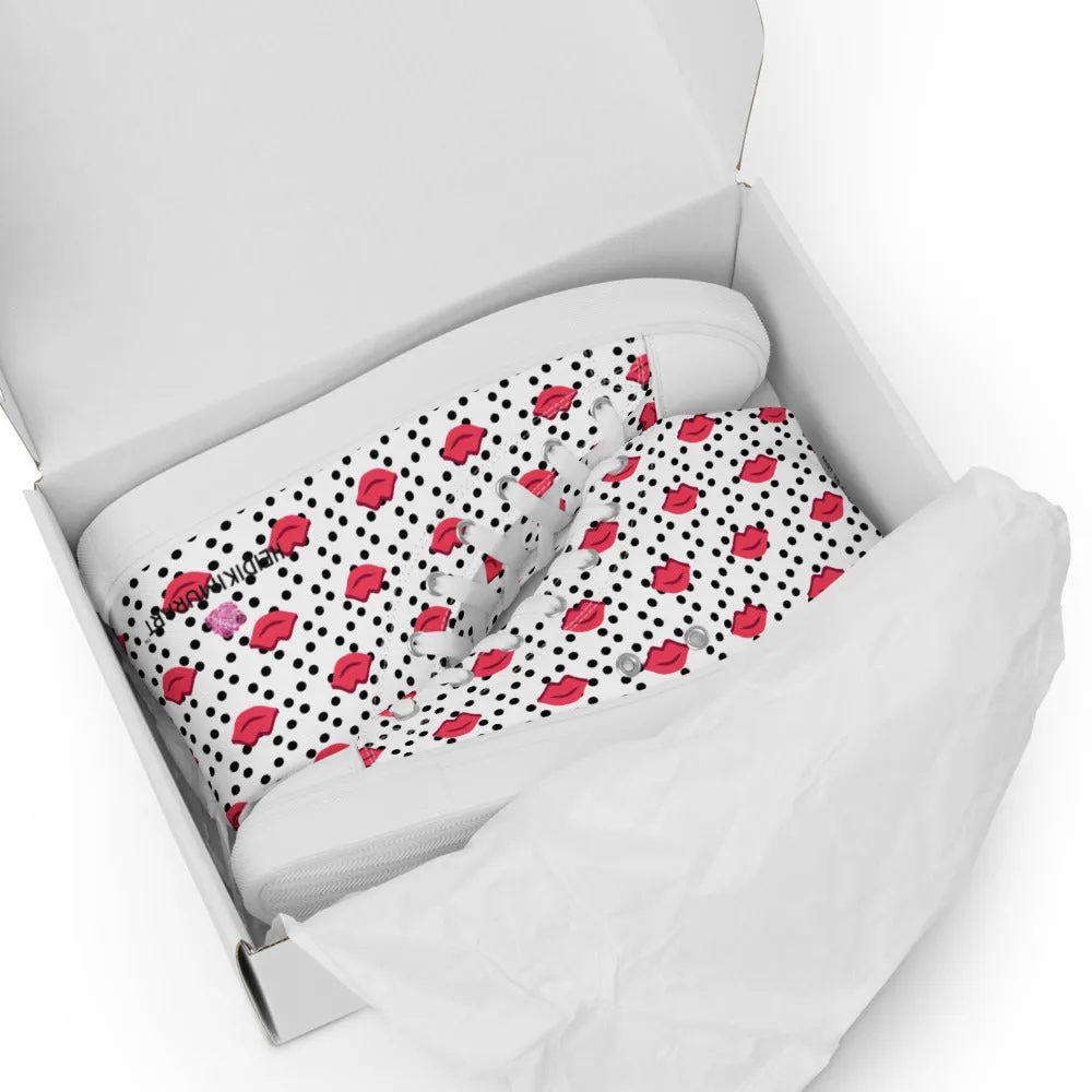 Kiss Print Men's High Tops, Valentine's Day Designer Men's High Top Canvas Sneaker Shoes (US Size: 5-13) Vitamin Boots