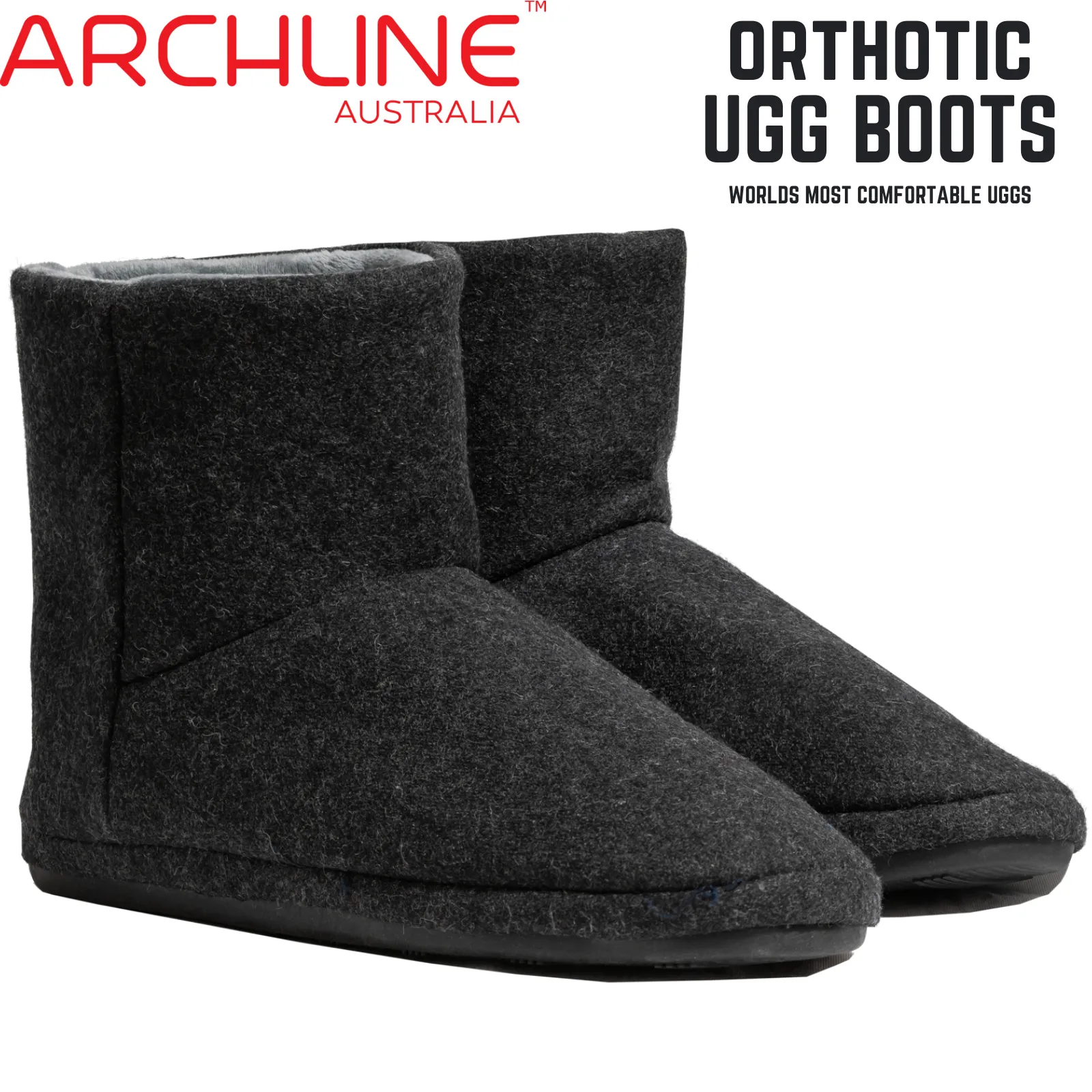 Rubby Slippers Archline Orthotic UGG Boots Slippers Arch Support Warm Orthopedic Shoes - Black - EUR 42 (Mens US 9)