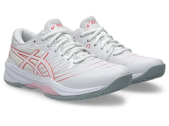 Asics Gel-renma Pickleball Shoes ASICS WOMEN'S NETBURNER 21 WHITE/PAPAYA NETBALL SHOES