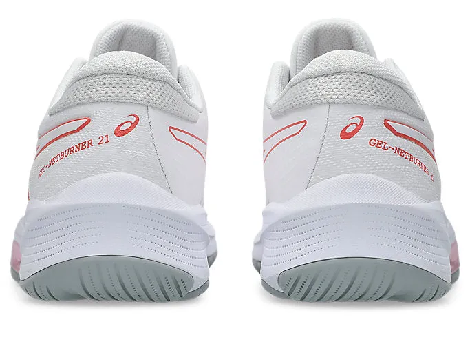 Asics Shoes Gel Nimbus 25 ASICS WOMEN'S NETBURNER 21 WHITE/PAPAYA NETBALL SHOES