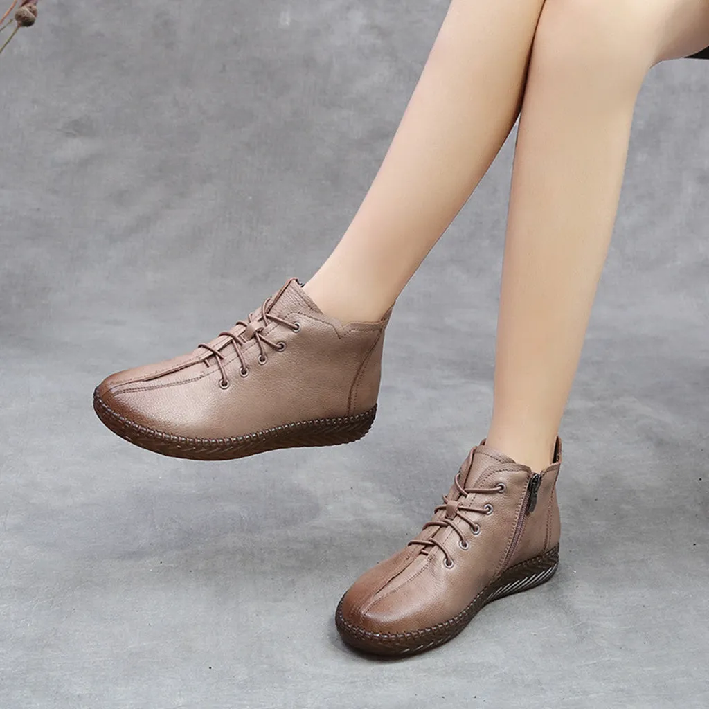 Insoles Shoes Autumn Winter Leather Soft Shoes Short Women's Boots 41