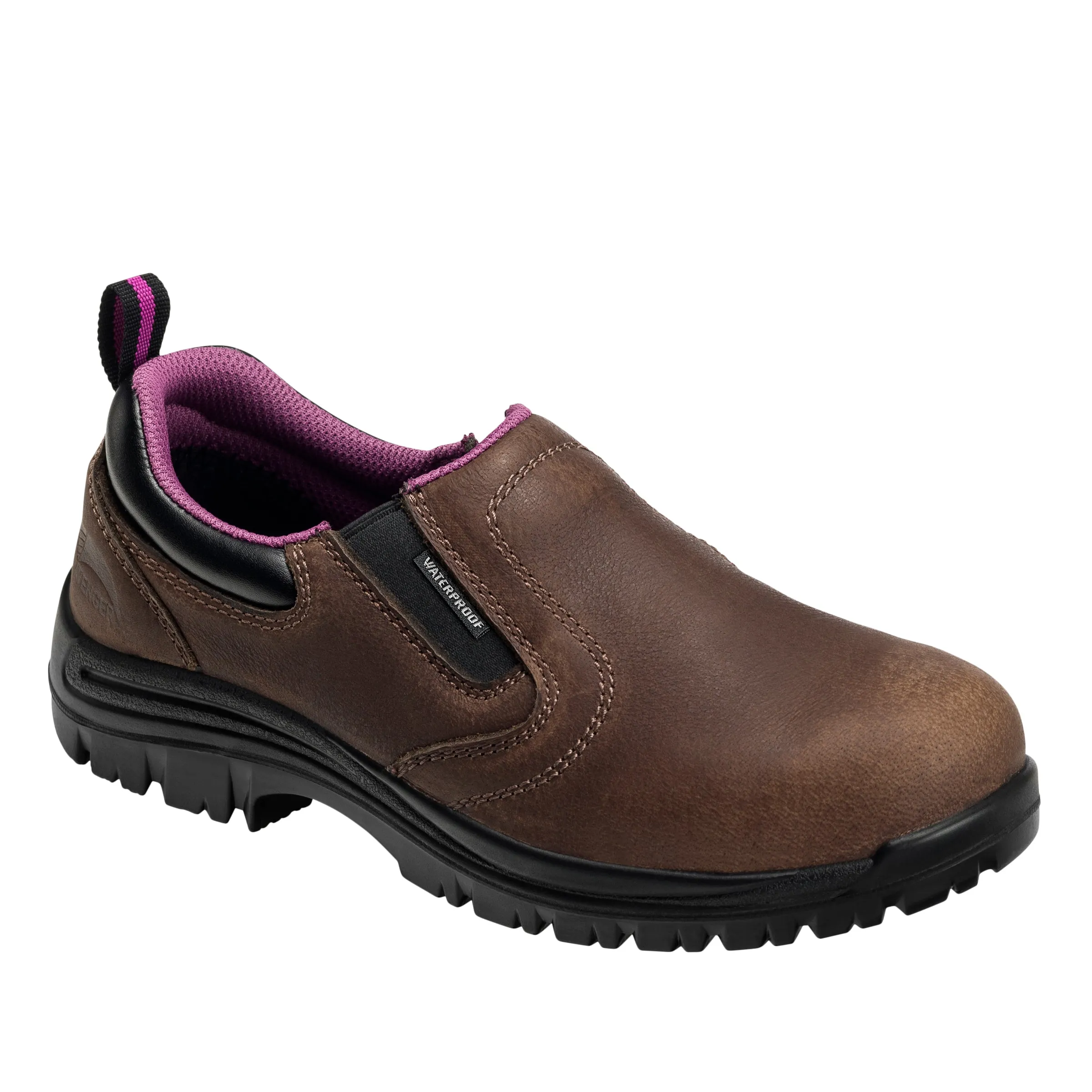 'Avenger' Women's EH WP Comp Toe Slip On - Full Grain Brown Waterproof Anti Slip Shoes