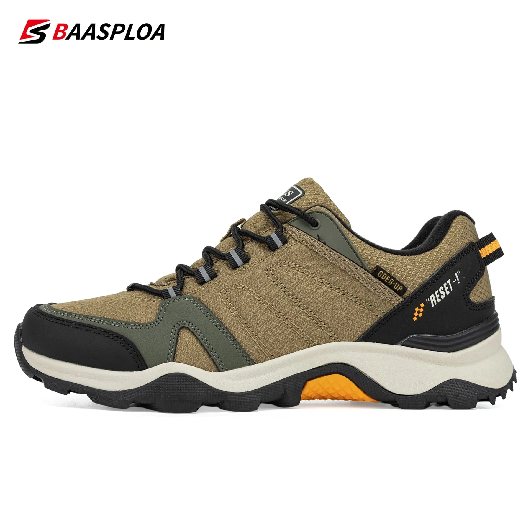 Baasploa 2022 Men's Waterproof Leather Hiking Shoes Non-slip Wear-resistant Outdoor Travel Walking Shoes Fashion Climbing Shoes Sizing Chart Climbing Shoes