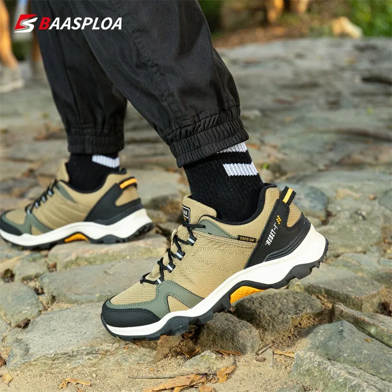 Hiking Shoes Tips Baasploa 2022 Men's Waterproof Leather Hiking Shoes Non-slip Wear-resistant Outdoor Travel Walking Shoes Fashion Climbing Shoes