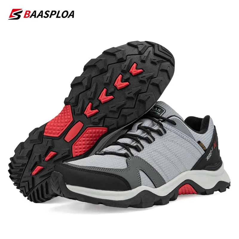 Indestructible Hiking Shoes Baasploa 2022 Men's Waterproof Leather Hiking Shoes Non-slip Wear-resistant Outdoor Travel Walking Shoes Fashion Climbing Shoes