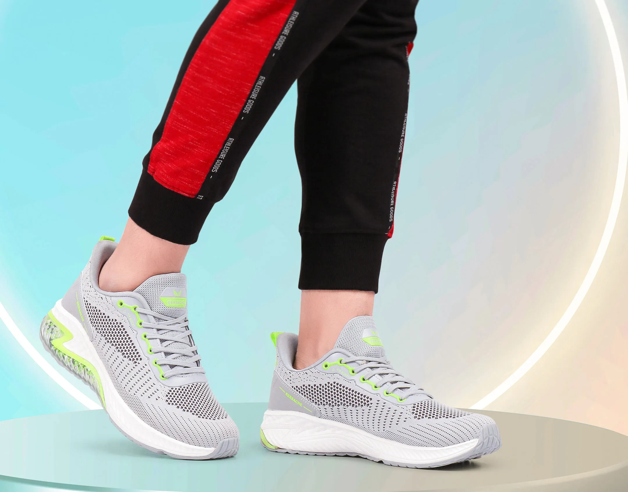 Bersache Lightweight Sports Running Shoes For Men Grey-9043 Most Breathable Hiking Shoes