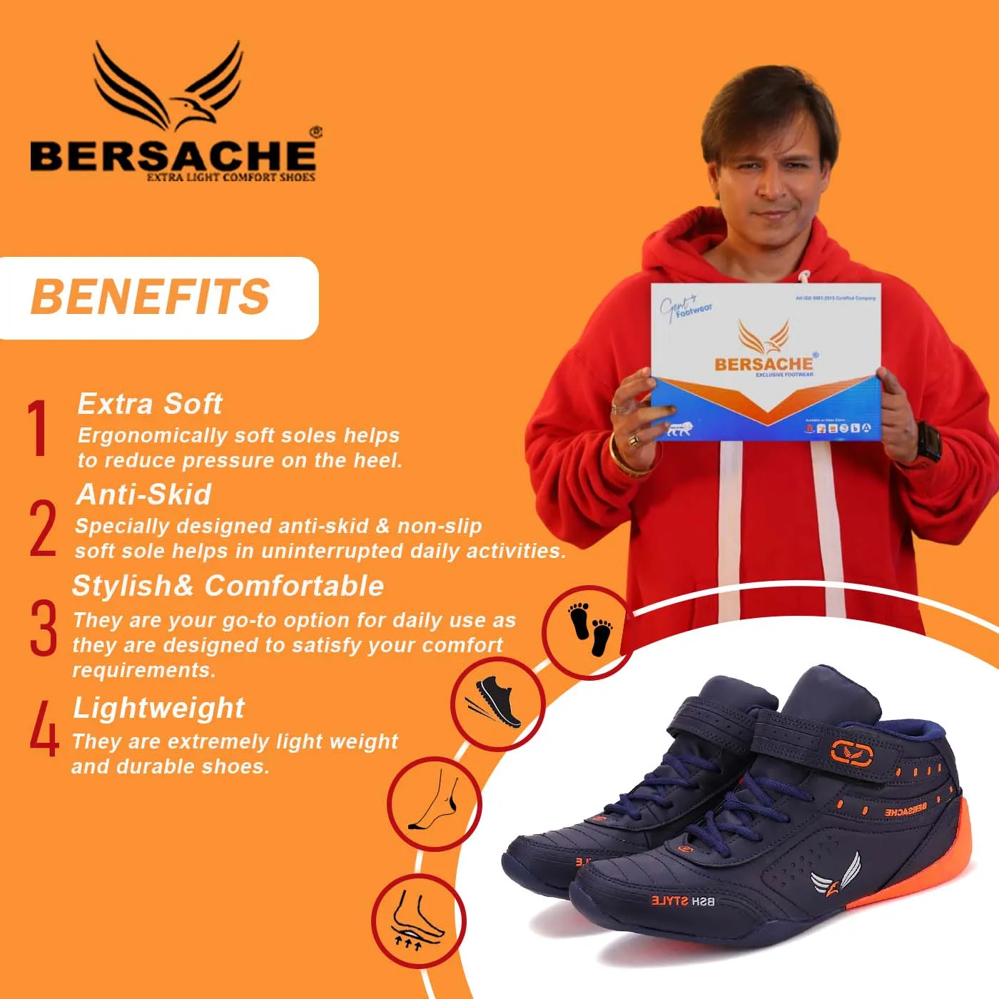 Trail 2650 Campo Hiking Shoes Bersache Lightweight Sports Running Shoes For Men Navy-9019