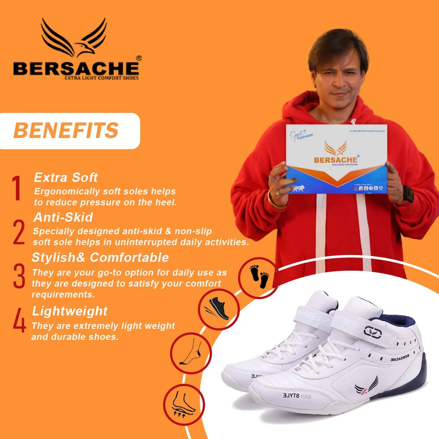 Bersache Lightweight Sports Running Shoes For Men White-9018 Hiking Shoes Scottsdale