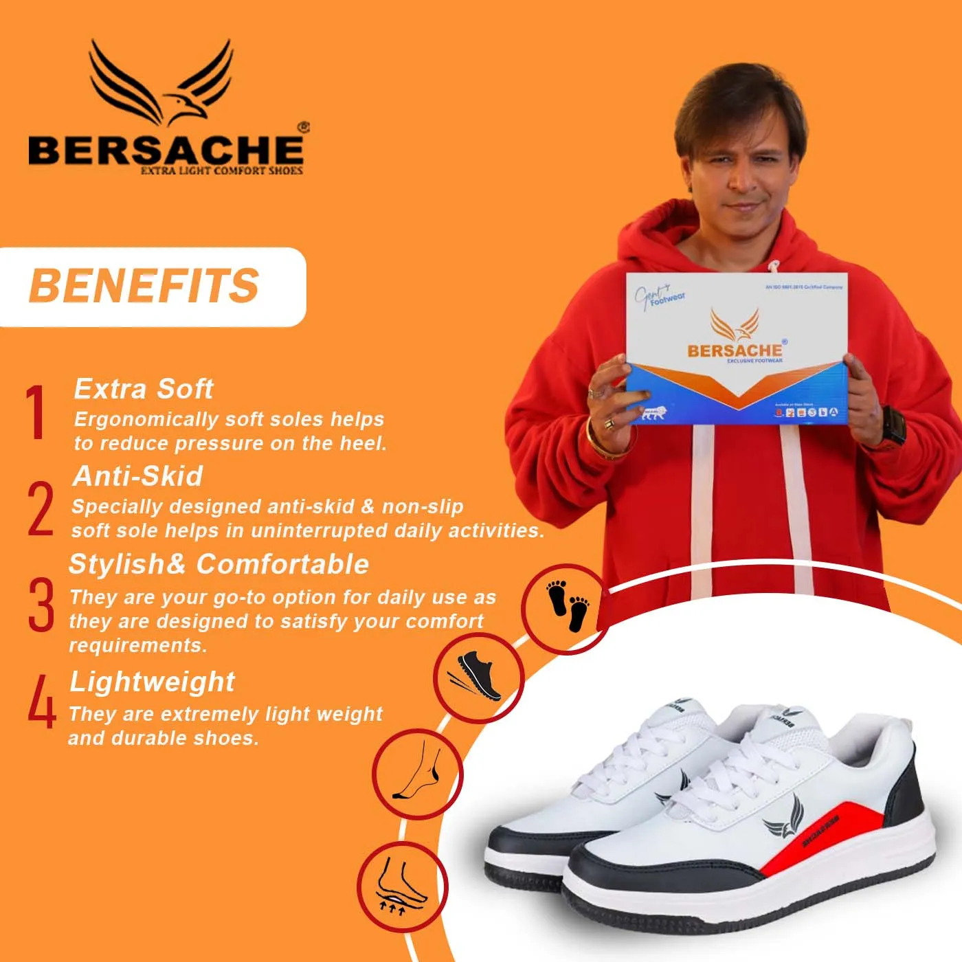 Hiking Shoes Clothing Gear Bersache Premium Sports ,Gym, trending Stylish Running shoes for men (9115-Red)