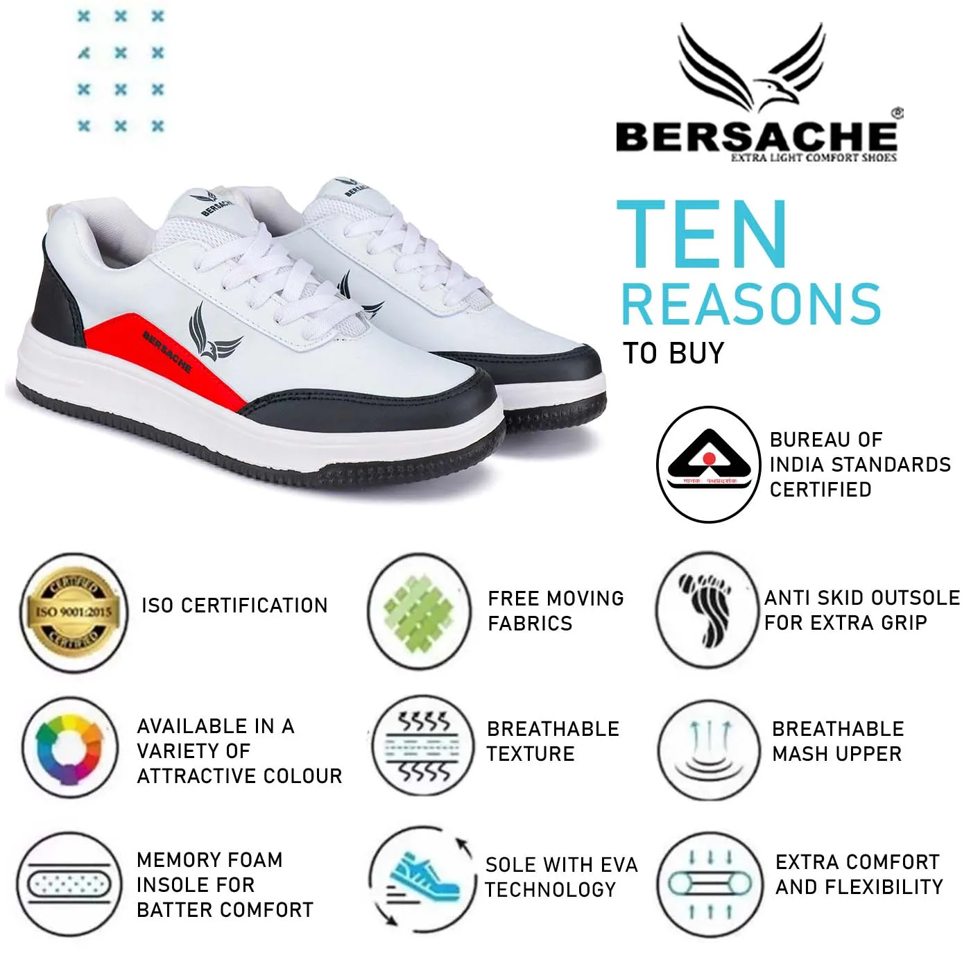 Hiking Shoes Men Bersache Premium Sports ,Gym, trending Stylish Running shoes for men (9115-Red)